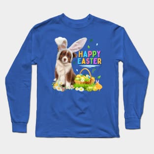 Happy Easter Dog Cute Australian Shepherd Long Sleeve T-Shirt